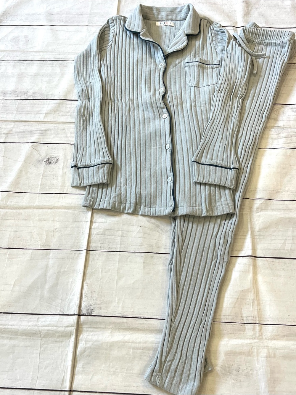 Coco Blanc Ribbed Pajama Set